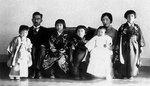 Emperor Showa (Hirohito), Empress Kojun, and their children, 1936