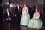 Emperor Showa, Crown Prince Akihito, Princess Michiko, and Empress Kojun of Japan at the wedding of Crown Prince Akihito and Princess Michiko, 10 Apr 1959