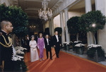 Empress Kojun, First Lady Betty Ford, Emperor Showa, and President Gerald Ford walking toward the East Room of the White House, Washington DC, US, 2 Oct 1975, photo 1 of 2