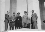 Prof. Bruckmann, Mayor of Nuremberg Willy Liebel, Ribbentrop, Hitler, and Speer in Nuremberg, Germany, 27 Jun 1937