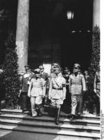 Mussolini and Hitler, Munich Conference, Germany, 29 Sep 1938, photo 1 of 2; Göring, Himmler, and Ciano in background