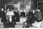 Czechoslovakian President Emil Hácha meeting with German leader Adolf Hitler, Berlin, Germany, 15 Mar 1939