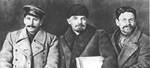 Joseph Stalin, Vladmir Lenin, and Mikhail Kalinin at the 8th Congress of the Russian Communist Party, Mar 1919