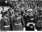Erhard Milch, Wilhelm Keitel, Walther von Brauchitsch, Erich Raeder, and Maximilian von Weichs during a Nazi rally in Nuremberg, Germany, 12 Sep 1938