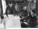 Wilhelm Keitel, Walther von Brauchitsch, and Adolf Hitler in meeting in Hitler