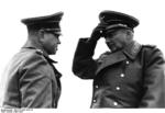 German Army General Felix Schwalbe and Field Marshal Günther von Kluge in Northern France, Apr 1944