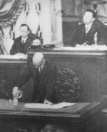 Fumimaro Konoe presiding over a session of the House of Peers, Tokyo, Japan, 1935