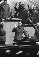 German Reichstag saluting Adolf Hitler shortly after Germany