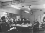 Allied Expeditionary Air Force officers at a conference, Aug 1944; left to right: Heathcote Amery, R. Royce, Sholto Douglas, Arthur Harris, Trafford Leigh-Mallory, F. L. Anderson, James Doolittle, Keith Parks, and Roderick Hill