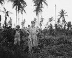 MacArthur and his acting aide Colonel Lloyd Lehrabas inspected the results of the heavy naval bombardment on Los Negros, Admiralty Islands, 29 Feb 1944