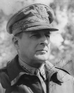 Portrait of MacArthur, circa 1943-1944; text reads 