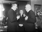 Carl Mannerheim and new Finnish President Juho Paasikivi, 11 Mar 1946, photo 1 of 2; note Alli Paasikivi in background