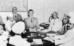Louis Mountbatten, Jawaharlal Nehru, and Muhammad Ali Jinnah discussing the partition of India, 1947