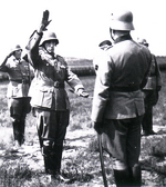 Spanish General Agustín Muñoz Grandes being inducted into German Army service, Grafenwöhr, Germany, 31 Jul 1941