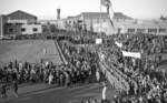 Benito Mussolini at the inauguration of Cinecittà film studio, Rome, Italy, 1937