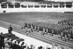 Benito Mussolini reviewing a military parade at the Stadio dei Marmi, Rome, Italy, 1932-1939