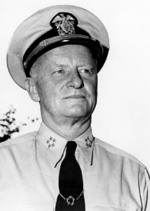 Portrait of US Navy Fleet Admiral Chester Nimitz, circa early 1945; note five-star tie clasp, which was a gift to him