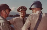 Admiral Chester Nimitz aboard a US Navy transport at Pearl Harbor, US Territory of Hawaii, circa Oct 1943