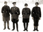 Finnish Army Mannerheim Cross winners in Finland, 1945; left to right: Captain Eero Kivelä, Major General Aaron Pajari, Captain Juho Pössi, Corporal Vilho Rättö