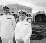 British Royal Navy Rear Admiral Arthur Palliser and Admiral Sir Thomas Philips at Singapore, 2 Dec 1941