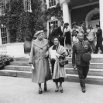 Eleanor Roosevelt, Mrs. Pibulsonggram, and Plaek Pibulsonggram at Hyde Park, New York, United States, 1955