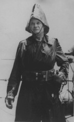 Lewis Puller dressed as Davy Jones during a line-crossing ceremony aboard USS Fuller, Apr 1942