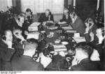 German officials Alfred Rosenberg, Paul von Rübenach, and Konstantin von Neurath in Berlin speaking with Japanese counterparts in Tokyo, 12 Mar 1935
