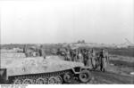 Field Marshal Rundstedt visiting troops of the German 12th SS Panzer Division Hitlerjugend, Northern France, Jan 1944, photo 1 of 3; note SdKfz. 251 halftrack vehicle