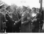 Adolf Hitler greeted by German officials, Munich, Germany, 1 Oct 1938