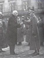 Rydz-Smigly receiving the title of Marshal of Poland from Ignacy Moscicki, Warsaw, Poland, 10 Nov 1936