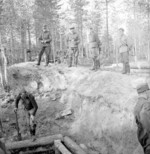 Finnish General Hjalmar Siilasvuo inspecting the construction of defensive fortifications in Finland, 1940s