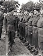 Lieutenant General Guy Simonds inspecting II Canadian Corps in Meppen, Germany, 31 May 1945