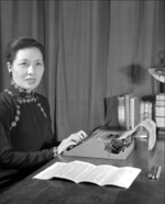 Song Meiling working at her desk, China, 1946