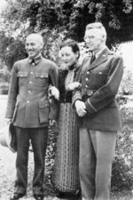 Chiang Kaishek, Song Meiling, and Joseph Stilwell at Maymyo, Burma, 19 Apr 1942, photo 1 of 3
