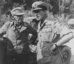 Lieutenant General Joseph Stilwell in conversation with Admiral Louis Mountbatten, Burma, Mar 1944
