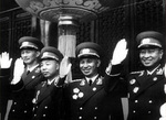 Hong Xuezhi, Xiao Hua, Su Yu, and Chen Geng at Tiananmen Square, Beijing, China, Oct 1955