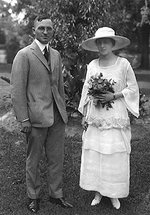 Wedding photo of Harry Truman and Bess Wallace, 219 N. Delaware, Independence, Missouri, United States, 28 Jun 1919