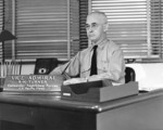 Vice Admiral Richmond Turner in his office at the Pacific Fleet Headquarters, Pearl Harbor, US Territory of Hawaii, circa 1944