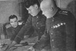 Soviet General Aleksandr Vasilevsky and Filipp Golikov studying a map, 1943