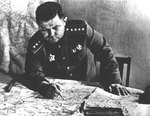 Russian Army General Nikolai Vatutin studying maps, Ukraine, Jan 1944
