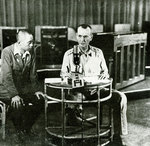 Wainwright announcing the surrender of American forces in the Philippine Islands, under supervision of a Japanese censor, Manila, Philippine Islands, 7 May 1942