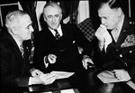 US President Harry Truman, Secretary of State James Byrnes, and newly-appointed Ambassador Walter Smith discussing Smith