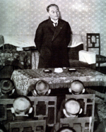 Prime Minister Mitsumasa Yonai speaking to children of his home town who had recently lost their fathers in service during the war, 29 Mar 1940