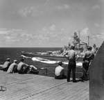 Sailors watching USS Alabama, Atlantic Ocean, 1943