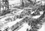 Keel laying of battleship Alabama, Norfolk Naval Shipyard, Portsmouth, Virginia, United States, 1 Feb 1940