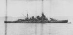 Damaged cruiser Aoba off Buin, Bougainville, Solomon Islands, 13 Oct 1942; photo taken from cruiser Chokai