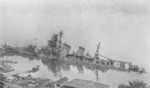 Cruiser Aoba sunken in shallow water, Kure, Japan, 28 Nov 1946