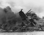 USS Arizona burning at Pearl Harbor, 7 Dec 1941, photo 3 of 5