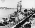 USS Besugo at Mare Island Naval Shipyard, Vallejo, California, United States, 29 Jan 1946; note USS Spadefish and USS Barbero in background