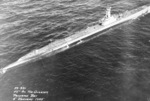 USS Bugara underway during torpedo exercise off Panama Bay south of Panama, Jan 1945
